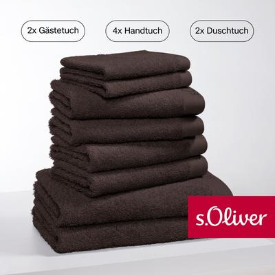 Handtuch Set S.OLIVER "s. Oliver, besonders weich und saugfähig", braun, 8 St., Walkfrottier, Walkfrottier, Baumwolle, H