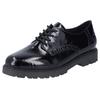 Schnürschuh RIEKER, Damen, Gr. 40, schwarz, Lacklederimitat, glänzend, klassisch, Schuhe, Freizeitschuh, Halbschuh, Businessschnürer in glänzender Optik