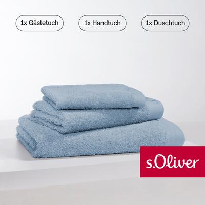 Handtuch Set S.OLIVER "s. Oliver, besonders weich und saugfähig", blau (hellblau), 3 St., Walkfrottier, Walkfrottier, Ba