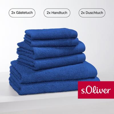 Handtuch Set S.OLIVER "s. Oliver, besonders weich und saugfähig", blau, 6 St., Walkfrottier, Walkfrottier, Baumwolle, Ha