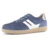 Plateausneaker GABOR, Damen, Gr. 40, blau (dunkelblau, sand), Veloursleder, Glattleder, kontrastfarbene Details, sportlich, Schuhe, Freizeitschuh, Halbschuh, Schnürschuh mit gepolstertem Schaftrand