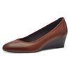 Pumps TAMARIS, Damen, Gr. 36, braun, Leder, unifarben, elegant, Schuhe, Keilabsatz, Halbschuh, Schlupfschuh mit komfortablem Elastikeinfass