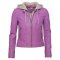 Lederjacke MAZE "42021133", Damen, Gr. M, lila (lila lila), Obermaterial: 100% Lammleder / Innenfutter: 100% Polyester / Kapuze: 55% Baumwolle, 45% Polyester, Jacken