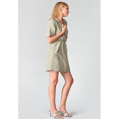 Jerseykleid LE TEMPS DES CERISES "FLOE", Damen, Gr. S, EURO-Größen, beige (sand), 100% Baumwolle, unifarben, V-Ausschnitt, Kurzarm, Kleider, in gewickeltem Design Image