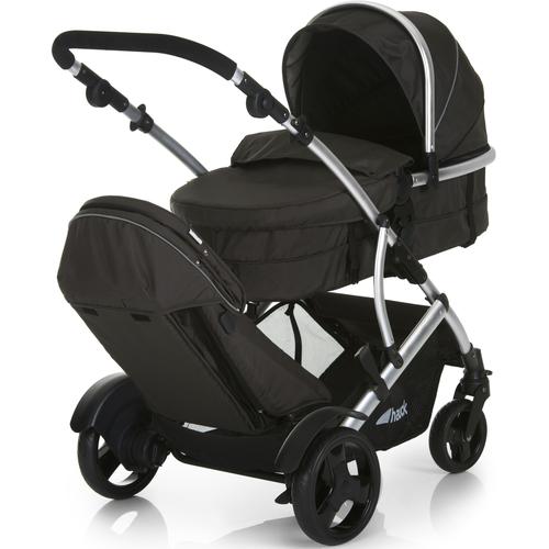 Geschwisterwagen HAUCK ""Duett 2 black"" schwarz Baby Kinderwagen mit Regenschutz,