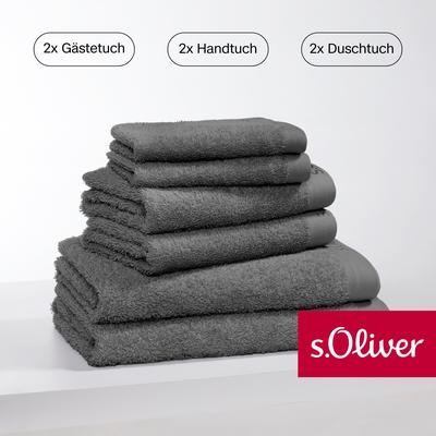 Handtuch Set S.OLIVER "s. Oliver, besonders weich und saugfähig", grau, 6 St., Walkfrottier, Walkfrottier, Baumwolle, Ha