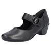 Spangenpumps RIEKER, Damen, Gr. 40, schwarz, Leder, Lederimitat, unifarben, klassisch, Schuhe, Festtagsschuh, Pumps, Trichterabsatz, mit Klettriemchen, Topseller