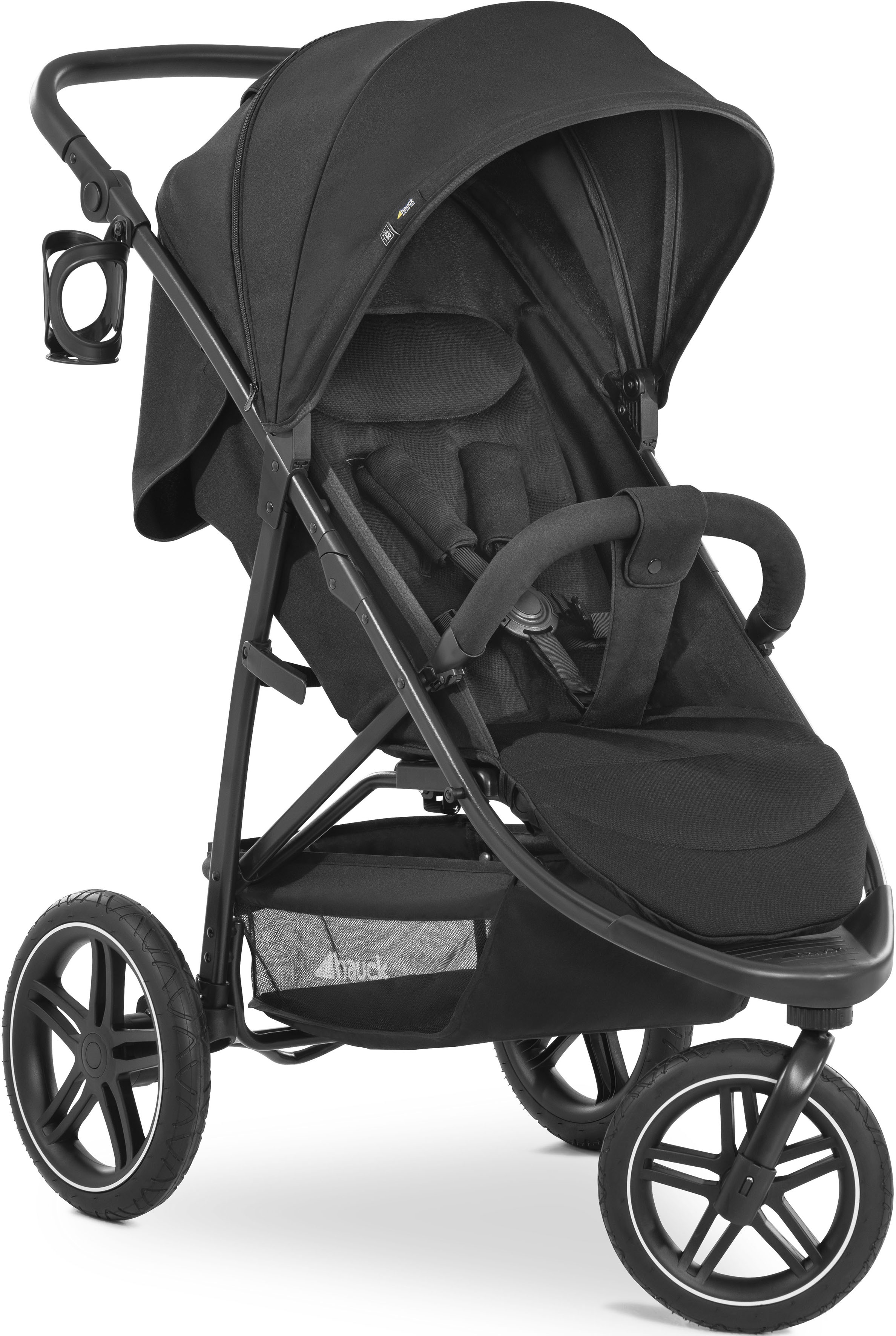 Dreirad-Kinderwagen HAUCK "Rapid 3R, black", Kinder, schwarz, Aluminium, Polyester, Kinderwagen, mit schwenk- und feststellbarem Vorderrad