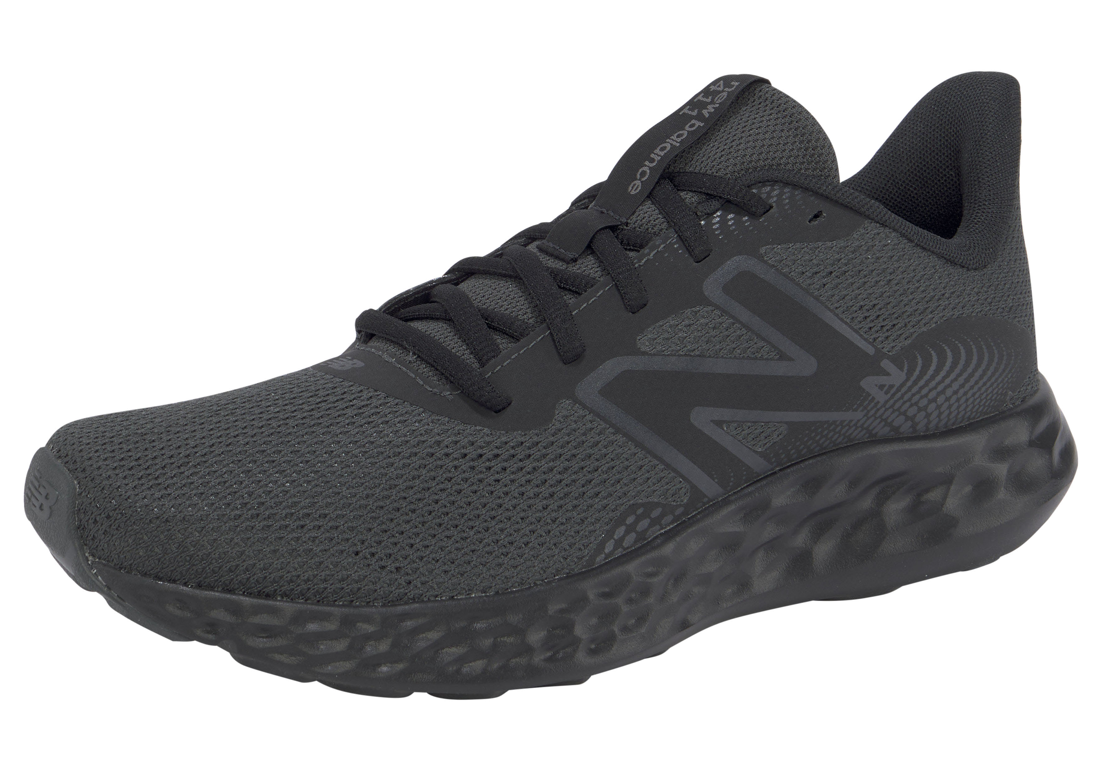 Laufschuh NEW BALANCE "411", Damen, Gr. 42, schwarz (schwarz, schwarz), Textil, Schuhe Laufschuh