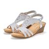 Sandalette LASCANA "Sommerschuh", Damen, Gr. 36, silber (silberfarben), Obermaterial: 100% Textilmaterial. Decksohle: 100% Textilmaterial. Laufsohle: 100% Synthetik, unifarben, feminin, Schuhe, Sandale, Sommerschuh mit Glitzerdetails und elastischem...