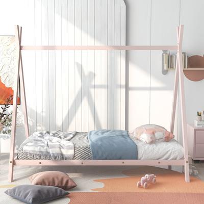 House Bed Tent Bed Frame Metal Floor Play House Bed with Slat