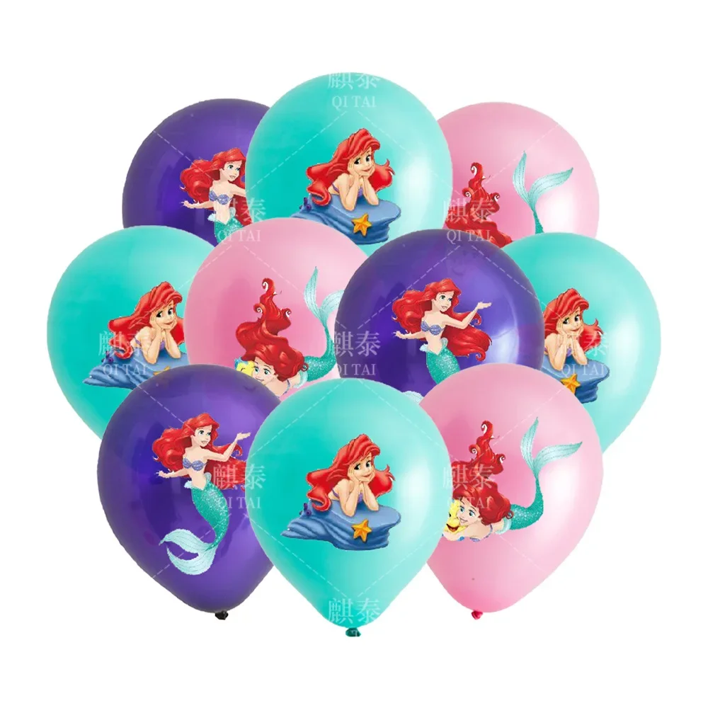10 Stück 12 Zoll kleine Meerjungfrau Latex Ballon Partyzubehör Ariel Prinzessin Party Luftballons für Kinder Geburtstag Party Dekor Image