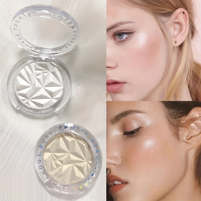 Aufhellendes Gesichts-Glitzer-Highlighter-Puder, Gesichtskontur, Schimmer, einfarbig, perlmuttartiges Make-up, Gesichtskonturierungs-Make-up für Frauen Image