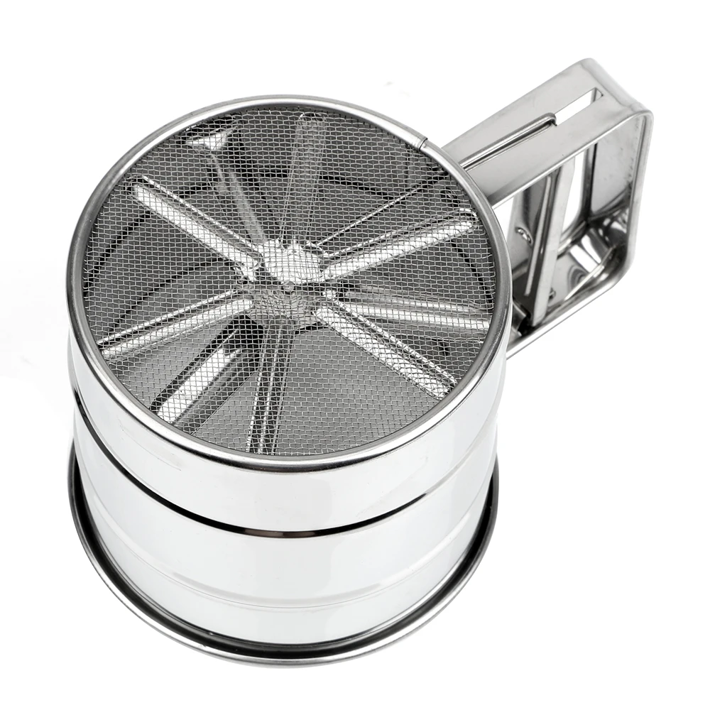 Edelstahl Sieb becher Backen Puderzucker Shaker Back geschirr Pulver Mehl Mesh Sichter Tasse Gebäck Backwerk zeuge Image