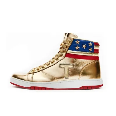 MAGA Trump Never Surrender casual boots, road sports shoes, high top gold sports shoes, sports shoes