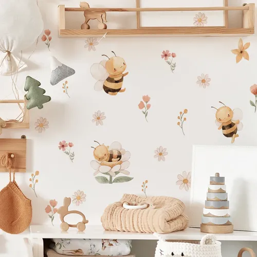 Boho Cartoon équation fleurs Stickers muraux pour chambre d'enfant, bébé, pépinière, fille, décalcomanies murales, décor d'interconnexion