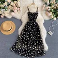 Femmes robe 2025 nouvelle mode d'été fée maille robe de soirée coréen Pop imprimé fleuri vacances robe de plage Streetwear robe d'été