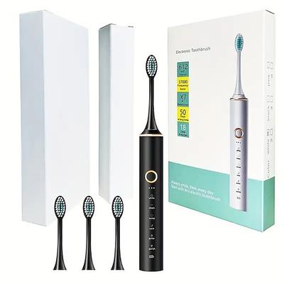brosse à dents électrique pour gencives sensibles - rechargeable avec 6 modes et 4 têtes de brosse - poils extra doux - cadeau parfait pour hommes et femmes