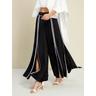 Satin Contrasting Binding Process Elegant Wide Leg Culottes