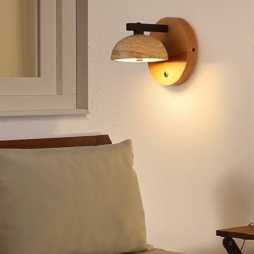LED-Innenwandleuchten 3-farbige Lichtquelle Retro kreative quadratische Wandleuchten japanischer Stil natürliche gelbe Travertin-Wandlampe für Wohnzimmer Esszimmer Schlafzimmer Arbeitszimmer 110-240 V Image