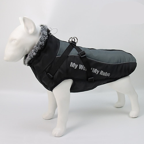 Wasserdichte, winddichte, wendbare Hundeweste im britischen Stil, Wintermantel, warme Hundebekleidung für kaltes Wetter, Hundejacke für kleine, mittelgroße und große Hunde mit Fellkragen Image