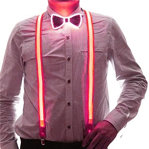 1 Set LED Glow Back Strap Fliege Herren Party Set Halloween Weihnachten Hochzeit Festival Bar Party Dekoration Image