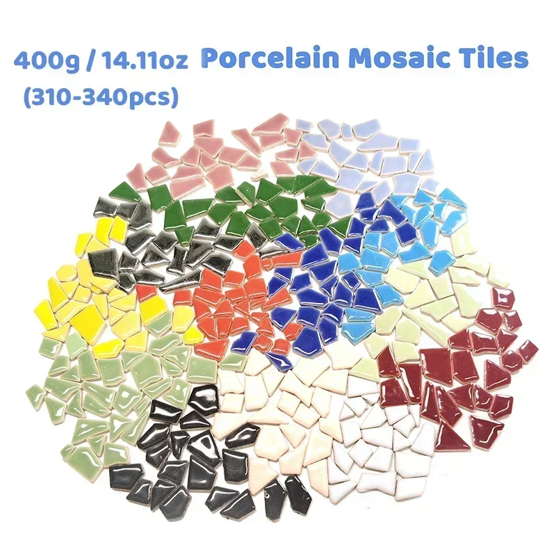 400g/14.1oz (env.) Carreaux de mosaïque en porcelaine, 310-340 pièces, 1-2.5cm, 0.4mm d'épaisseur, céramique, charbon, bricolage, mosaïque, matériel artisanal