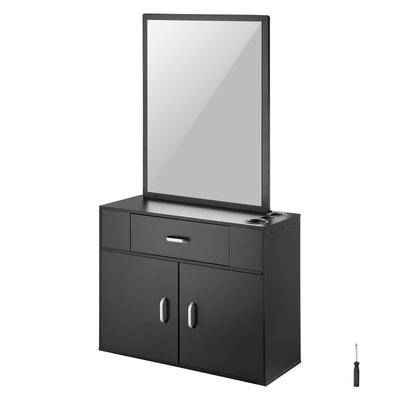 VEVOR Wall Mounted Trim Salon Storage Cabinet for Hair Stylist, Black