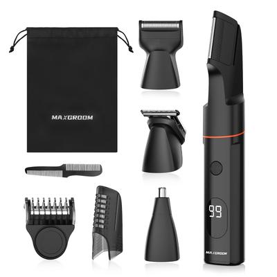 4 in 1 Body Hair Trimmer with Adjustable Limit Comb & V-Shaped Trimming Head - Black