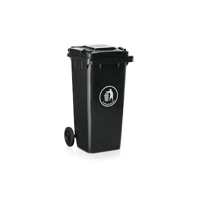 2x Abfalltonne mit 2 Rollen schwarz 120 l Image