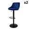 2er Set Barhocker aus Samt, Blau