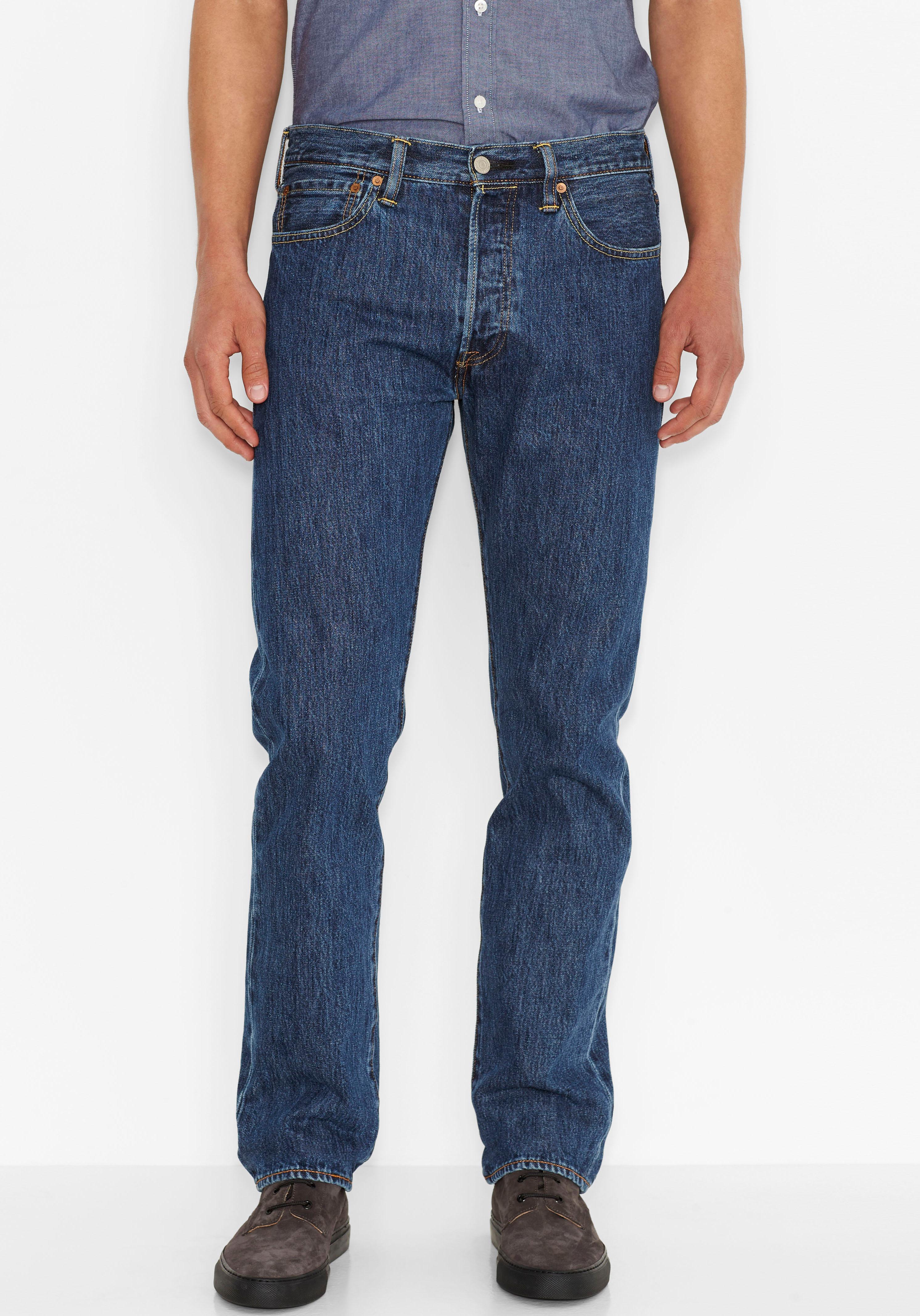 Straight-Jeans LEVI'S "501 LEVI'S ORIGINAL", Herren, Gr. 34, Länge 30, blau (stonewash), Denim/Jeans, Obermaterial: 100% Baumwolle, normal lang, Jeans Straight-Jeans, mit Markenlabel, Topseller