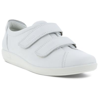 Klettschuh ECCO "SOFT 2.0", Damen, Gr. 36, weiß, Leder, unifarben, sportlich, Schuhe, Halbschuh, Freizeitschuh mit Klett