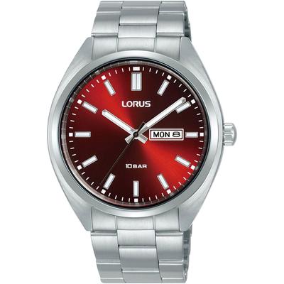 Quarzuhr LORUS, silber (silberfarben, rot), Armbanduhren, Damen, Armbanduhr,Damenuhr,Herrenuhr,Datum,bis10bar wasserd.,Edelstahlarmband Image