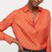 J. Crew Tops | J. Crew Collection Silk Twill Shirt In Red-Orange Chains Print Size 2 Nwt | Color: Orange/Red | Size: 2