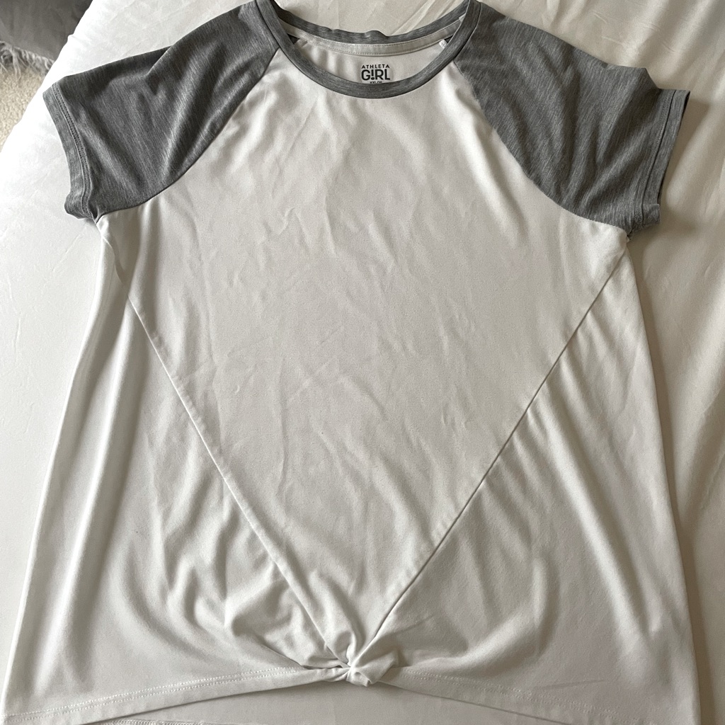 Athleta Shirts & Tops | Athleta Girl, Gray And White Active Wear T-Shirt. (Girls Xxl) | Color: Gray/White | Size: 16g