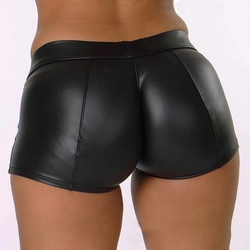 Leders horts Frauen hohe Taille Bodycon Push-up schwarz kurze Jogger Sport Fitness Frauen sexy schlanke Shorts Spodenki Damskie Image