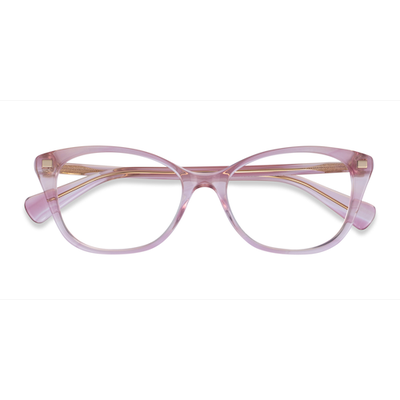 Female s horn Shiny Striped Pink Acetate Prescription eyeglasses - Eyebuydirect s Ralph RA7146