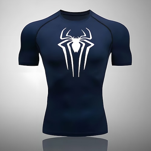 Herren Kompressionsshirt Sportshirt Fitnessshirt Trainingsshirt Kurzarm T-Shirt Lässig Athleisure Sommer Spinnen Schnelltrocknend Weich Atmungsaktiv Fitnesstraining Gehen Joggen Sportbekleidung Image