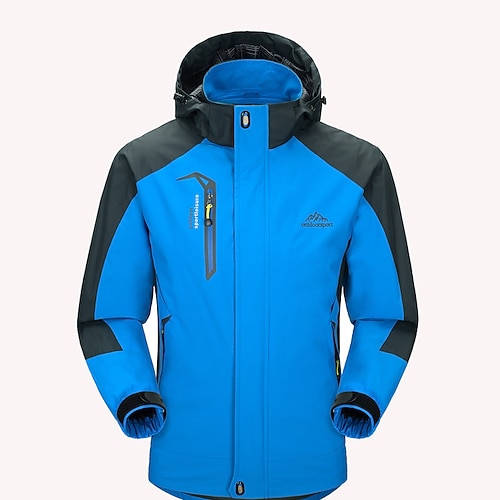 Herren Wanderwindjacke Außen Wasserdicht Winddicht Schnelltrocknend Schweißableitend Wanderoutfits Wanderbekleidung Sommer Frühling Oberteil Ski / Snowboard Angeln Klettern Männliches Denimblau Image