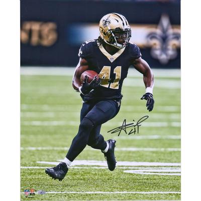 Alvin Kamara, New Orleans Saints, signiertes Foto im Hochformat, 40,6 x 50,8 cm, schwarzes Trikot