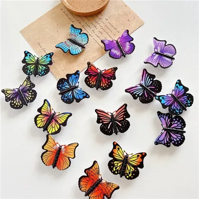 Beautiful Butterfly Expanding Phone Stand Grip Finger Rring Support Anti-Fall Round Foldable Mobile
