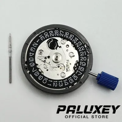 24 Jewels NH35 Watch Movement Black Date High Accuracy Winding Stem Set Watch Replacement