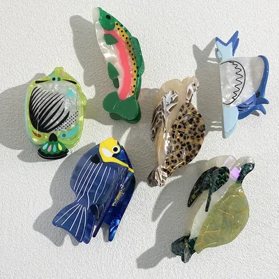 Creative Funny Acetate Tortoise Sturgeon Fish Shark Hairpin Oversize Marine Animal Barrettes Thick