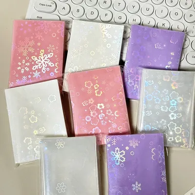 Sharkbang 50pcs/Lot Holo Card Sleeves 61x91mm Snowflake/Sakura Kpop Holder For Postcards Films Game Cards Photocard Protector