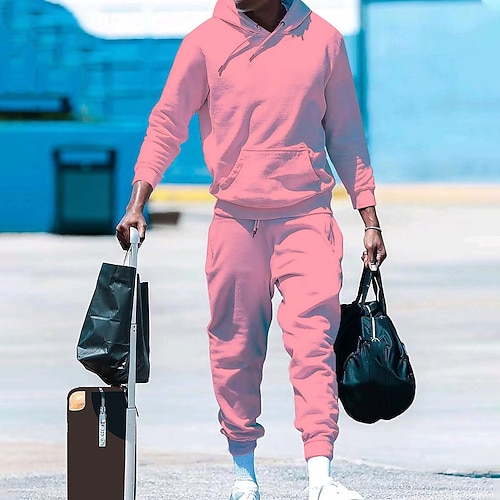 Per uomo Tuta da Ginnastica Tuta da Jogging Autunno Coulisse Tasca Tinta unita Felpa con cappuccio e pantaloni Giacca e Pantaloni da Tuta Set di Abbigliamento Sportivo Grigio scuro Cáqui Escuro