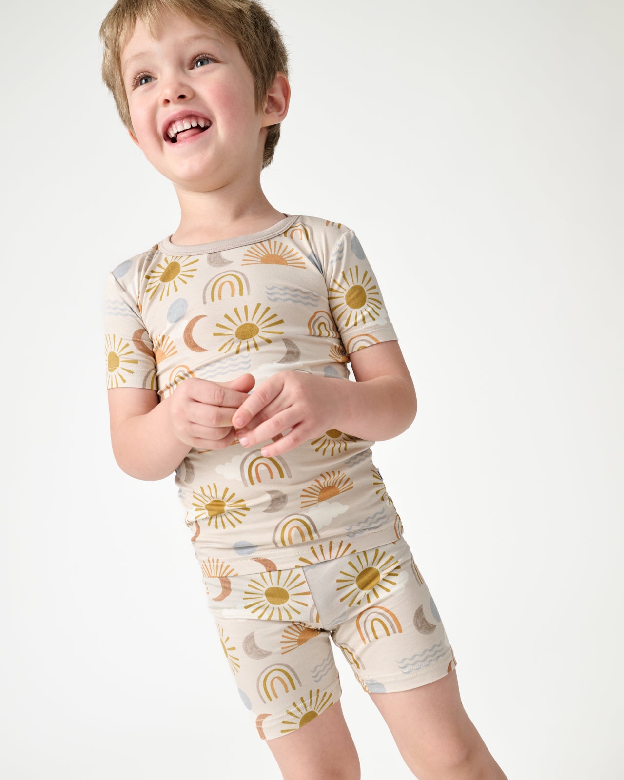 Desert Sunrise Two-Piece Short Sleeve & Shorts Pajama Set - 4T - Little Sleepies