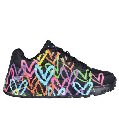 Skechers Girl's JGoldcrown: Uno Lite - Spread the Love Sneaker | Size 13.0 | Black | Synthetic | Machine Washable