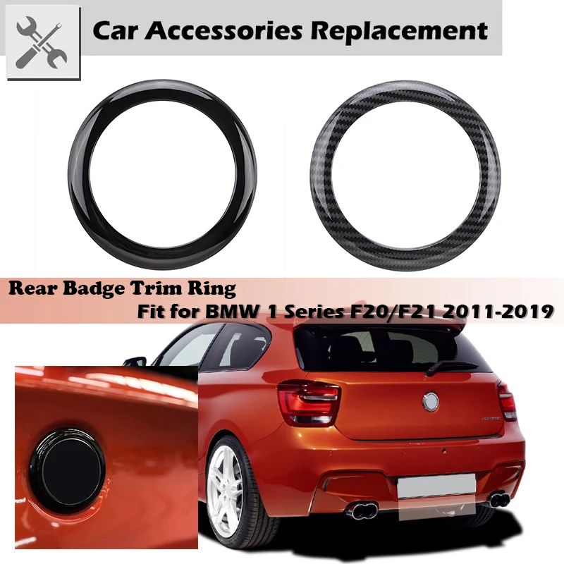 Hinten Abzeichen Ring Auto Logo Abdeckung Trim Rahmen Fit Für BMW 1er F20/F21 2011-2019 Dekorationen zubehör Schwarz M Edition Image