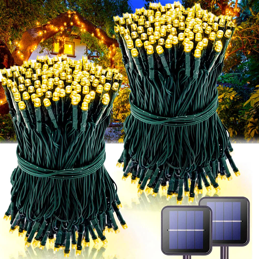 Solar-Lichterkette für den Außenbereich, wasserdicht, 100 LEDs, Solar-Weihnachtsbeleuchtung, 8 Modi, Solarleuchten für Baum, Terrasse, Garten
